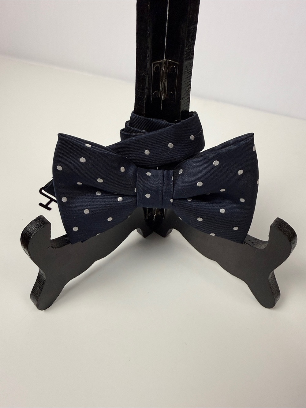 Navy Polka Dot Adjustable Bow Tie - Men Accessories